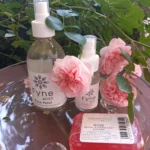 Photos of Rose Fynemists and soap with pink roses - throw away toilet fresheners
